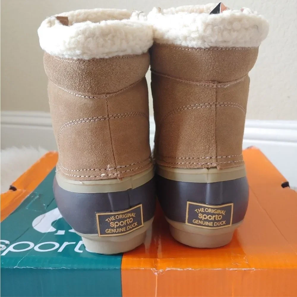 Sporto Darling waterproof winter leather duck boots with faux shearling size 6
